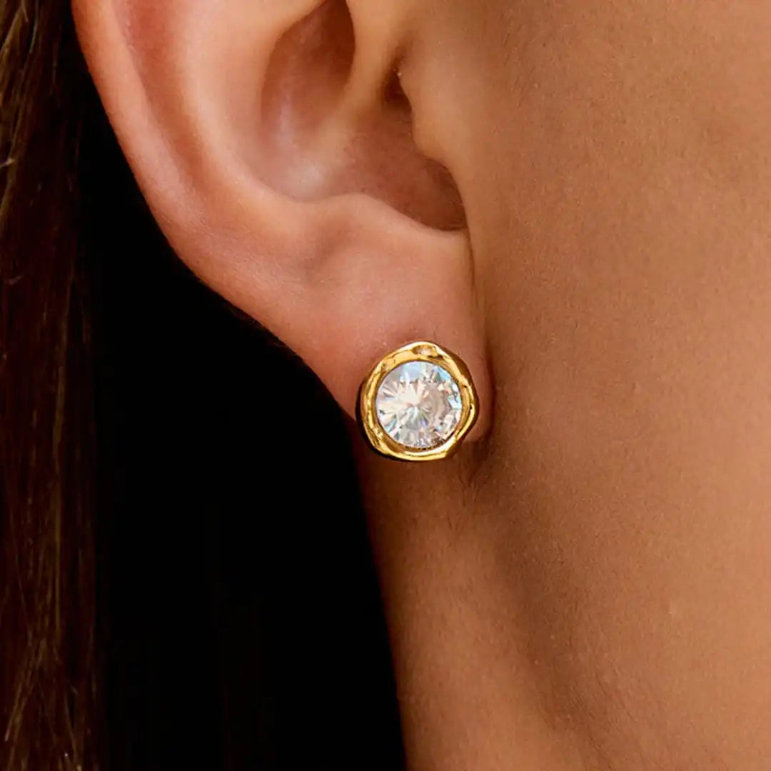 Timeless Gold Round Cubic Zirconia Earrings