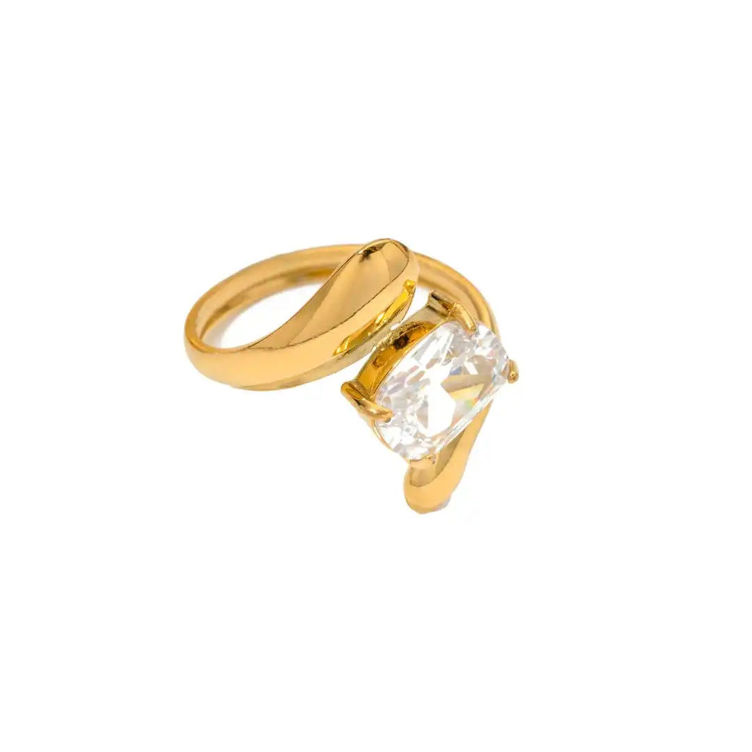 Timeless Gold Teardrop Cubic Zirconia Ring