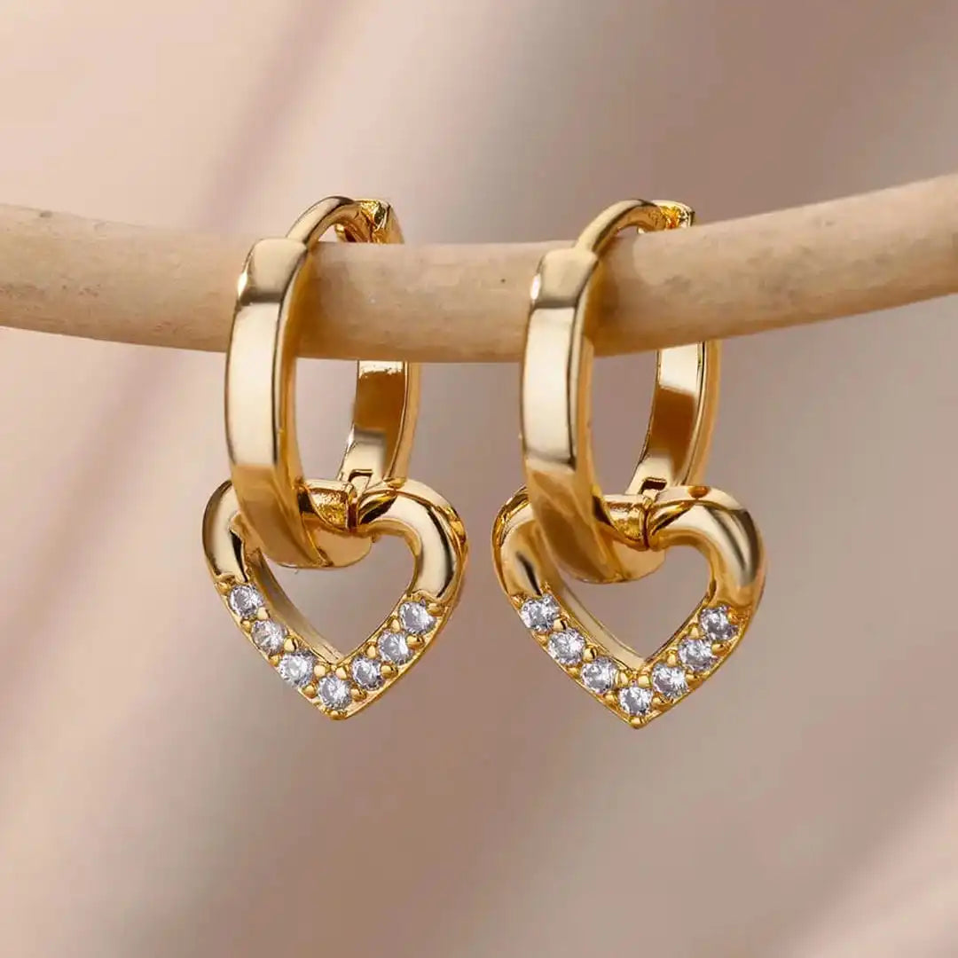 Open Heart Cubic Zirconia Earrings