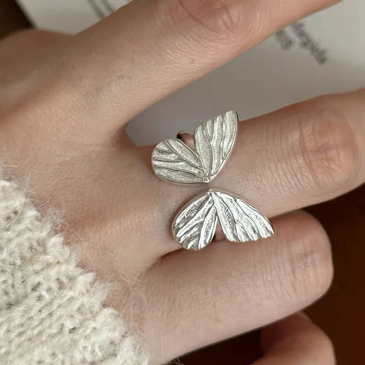 Brushed Silver Butterfly Ring