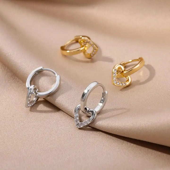 Open Heart Cubic Zirconia Earrings
