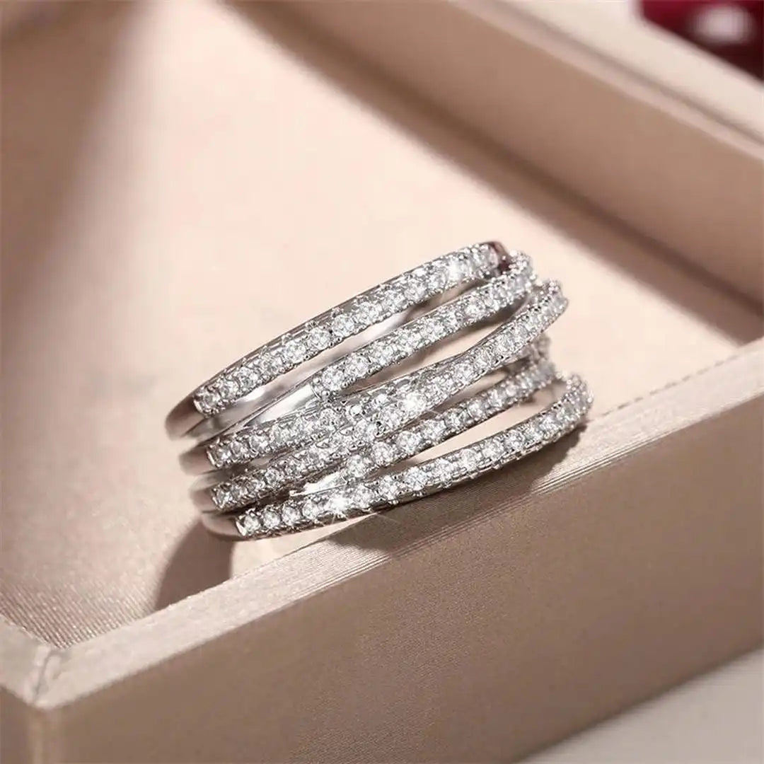 Layered Cubic Zirconia Cross Ring