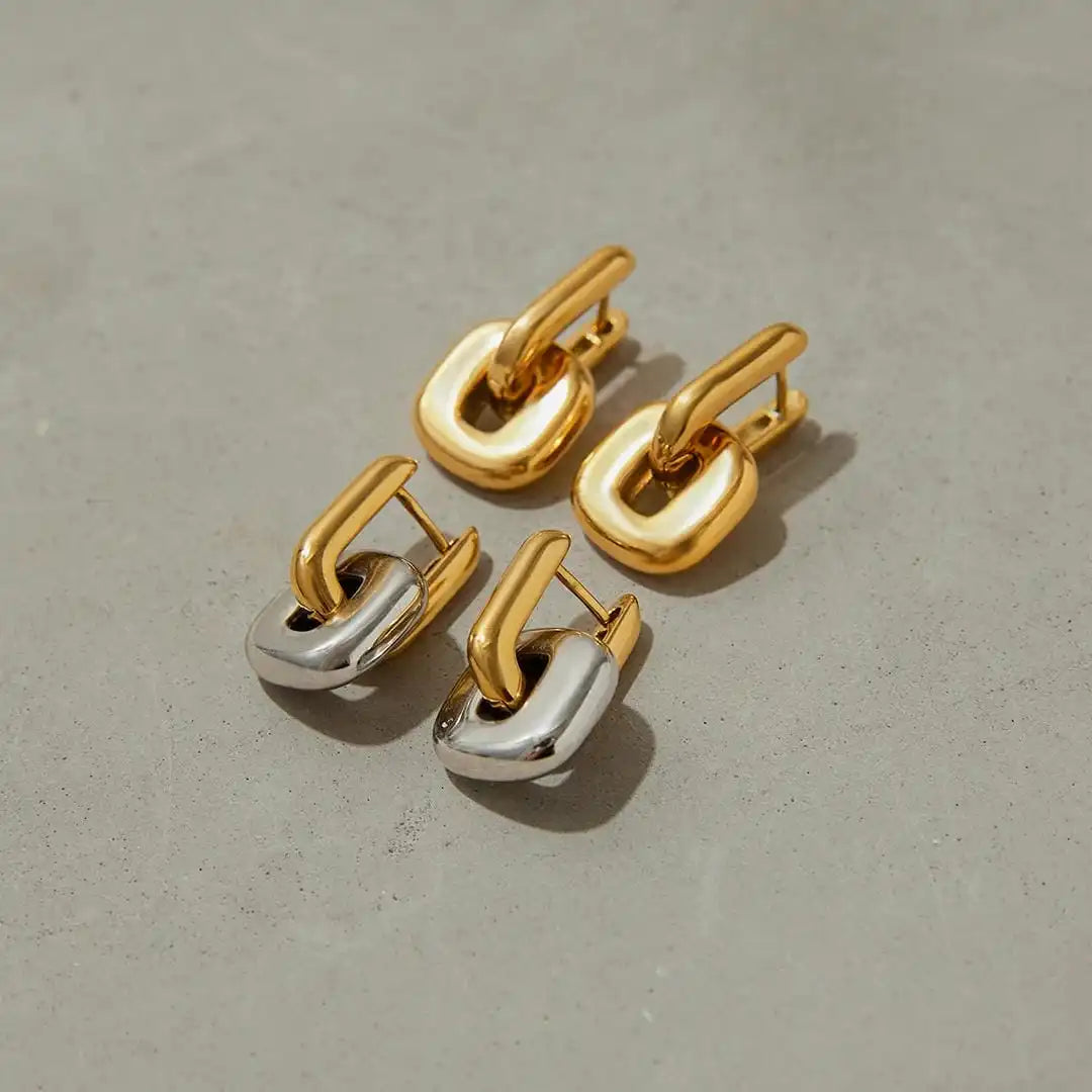 Minimalist Two-Tone Oval Earrings