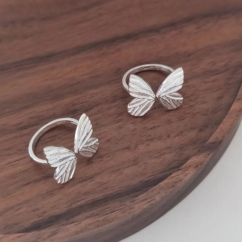 Brushed Silver Butterfly Ring