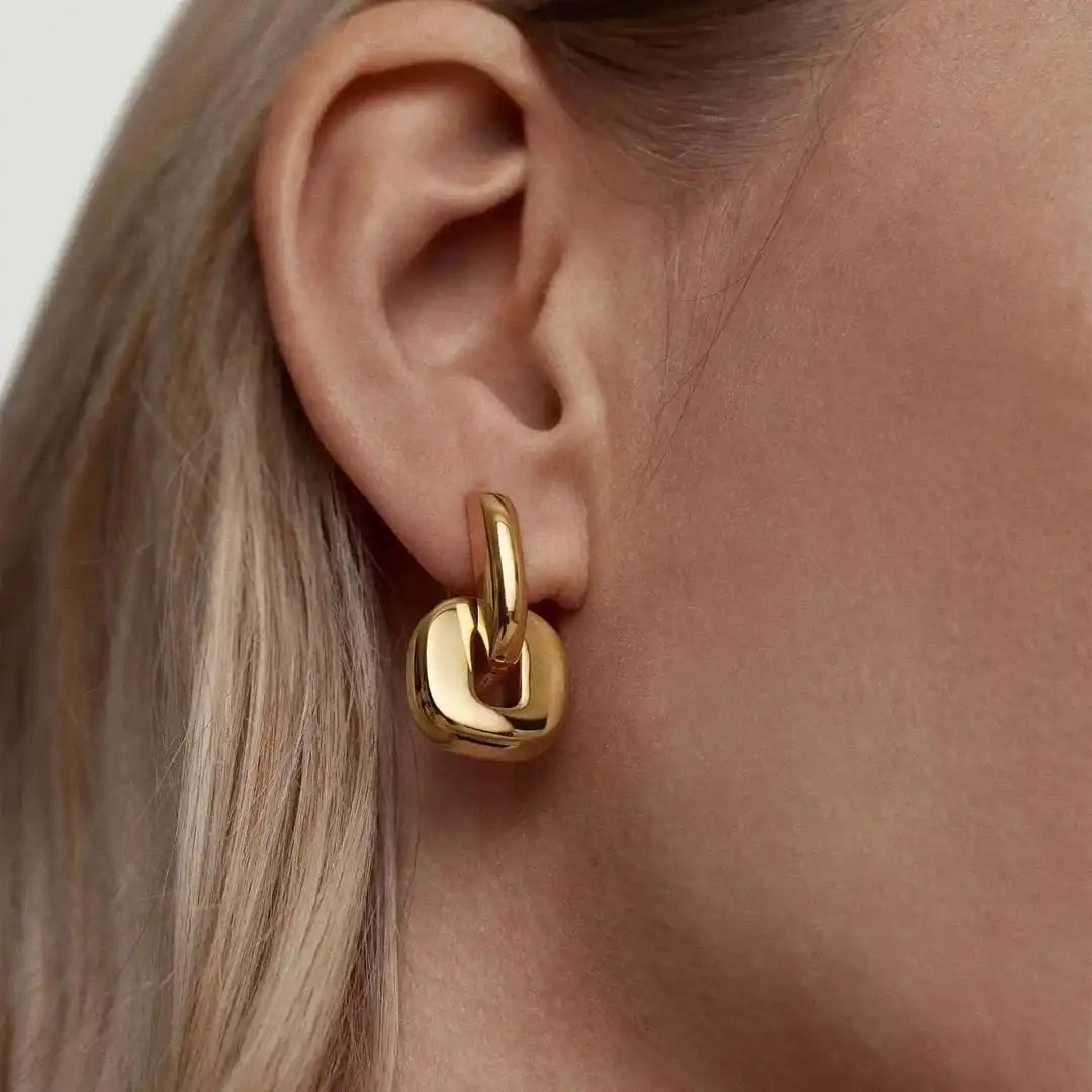Minimalist Two-Tone Oval Earrings