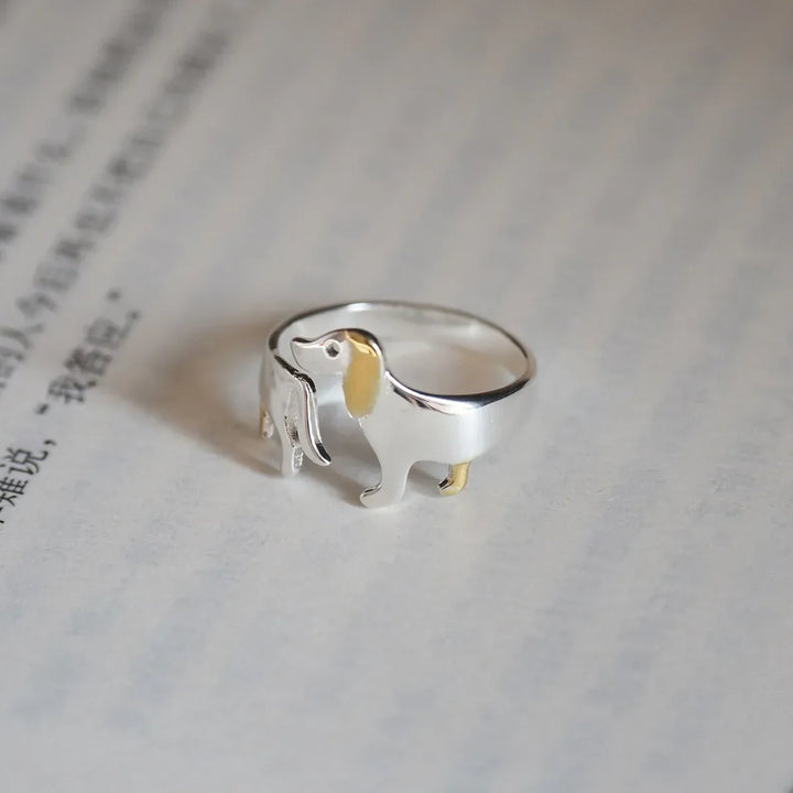 925 Sterling Silver Dachshund Ring – Adjustable Fit