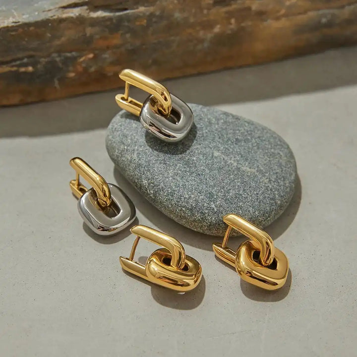 Minimalist Two-Tone Oval Earrings