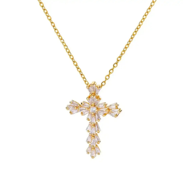 Timeless Silver-Tone Cubic Zirconia Cross Necklace