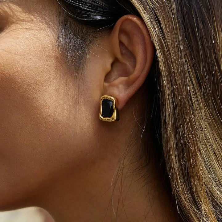 Timeless Gold Square Cubic Zirconia Earrings