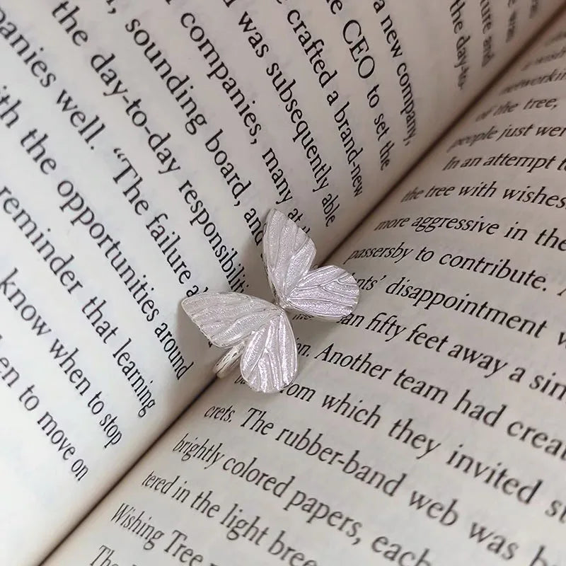 Brushed Silver Butterfly Ring
