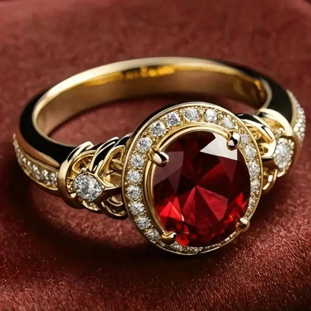 Ruby Halo Knot Ring