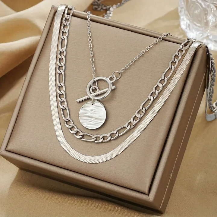 Savira Textured Coin Layered Necklace