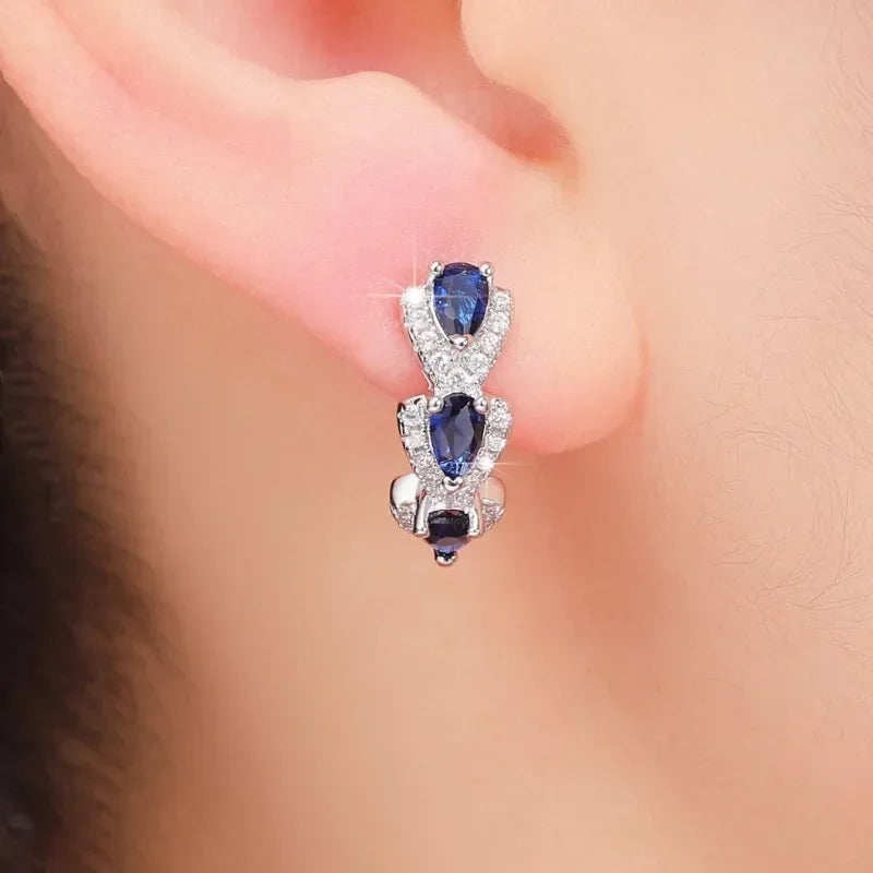 Royal Sapphire Crest Earrings (White Gold)
