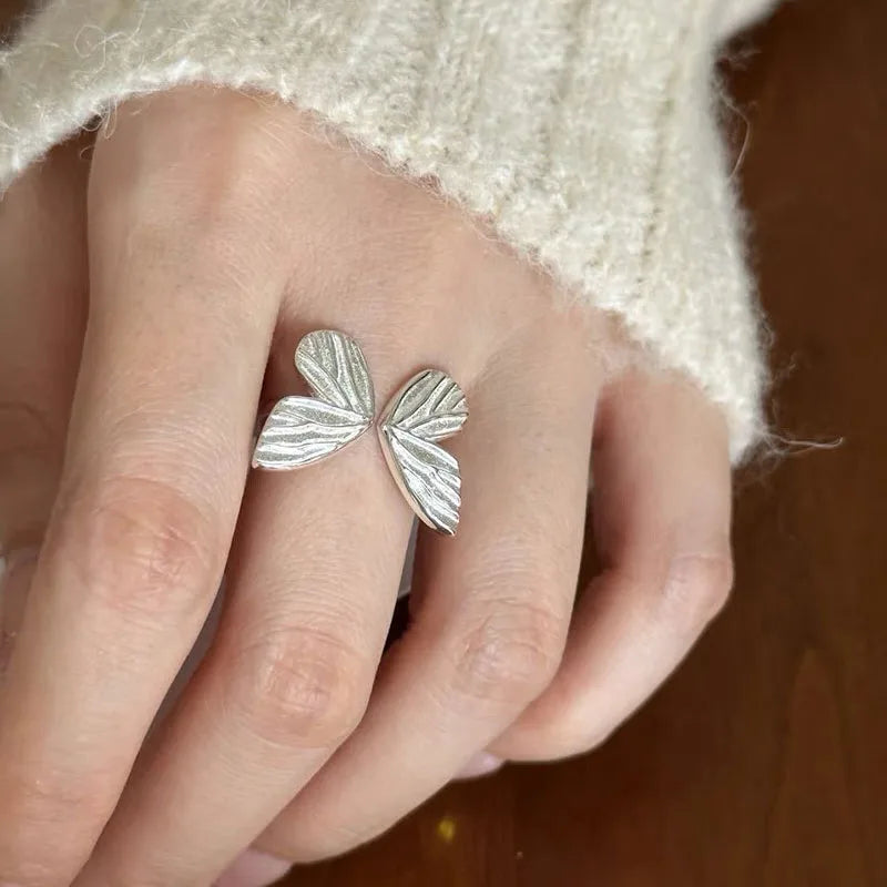 Brushed Silver Butterfly Ring