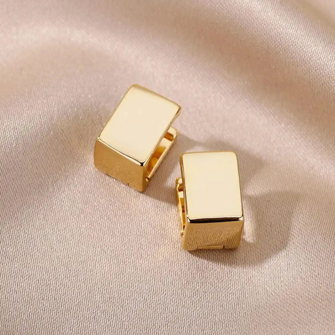 Gold Geometric Square Earrings