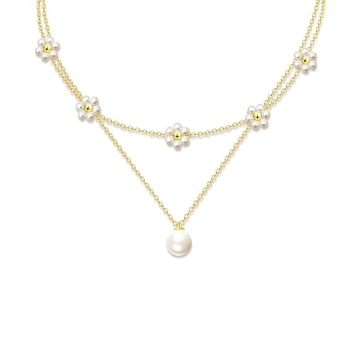 Floral Pearl Layered Necklace