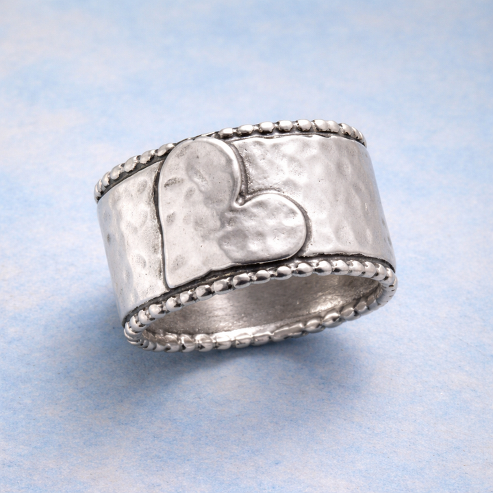 Vintage Wide Band Heart Spinner Ring