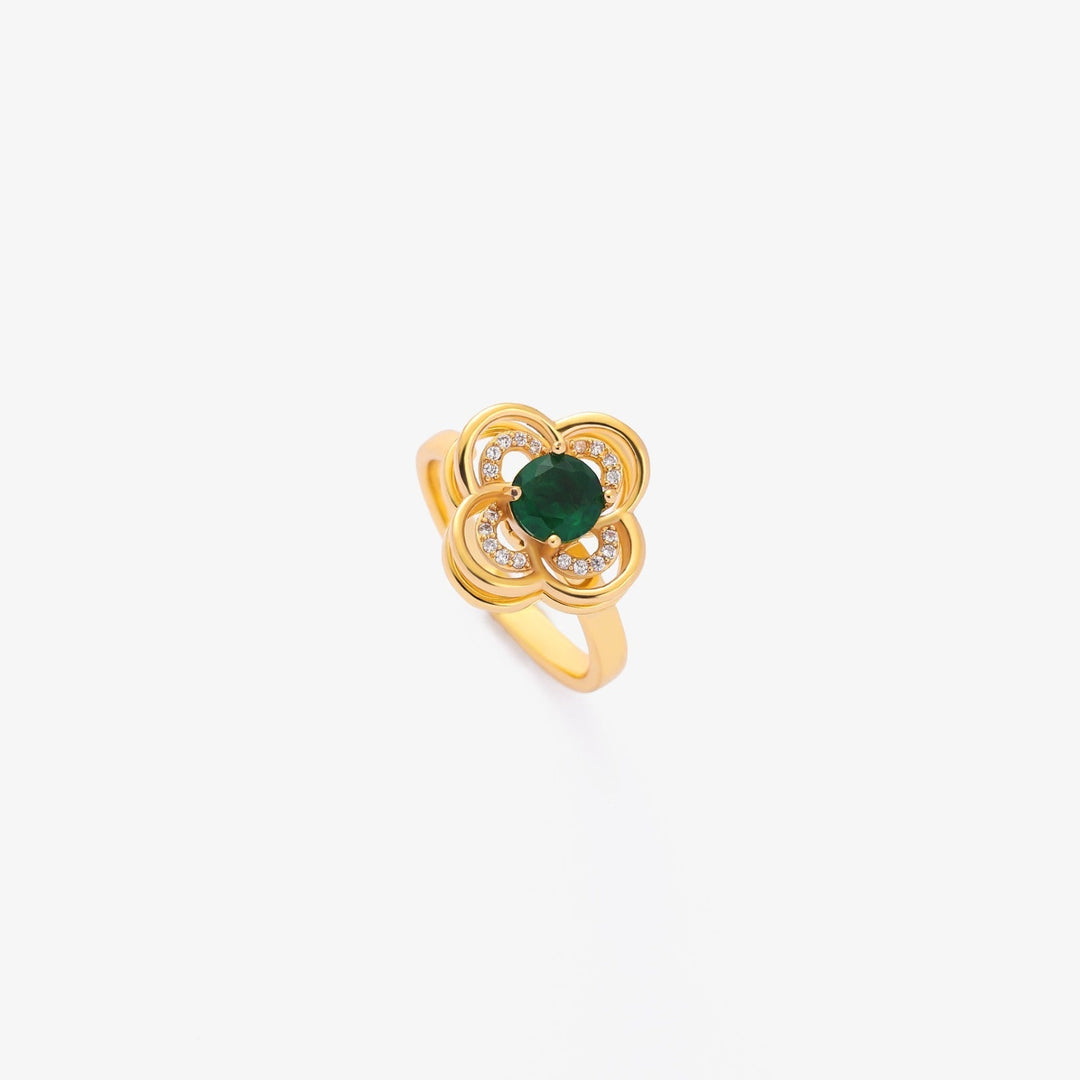 Clover Halo Emerald Spinning Ring