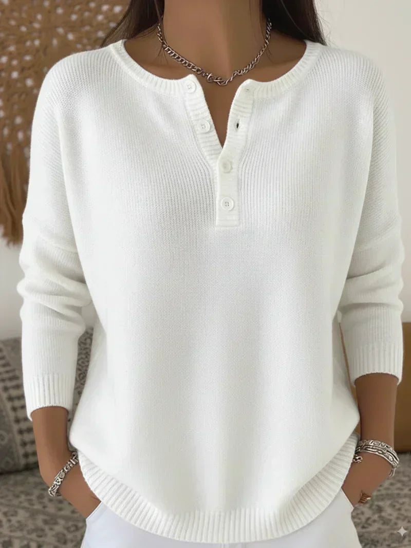 Louise | Henley Button Knit Jumper