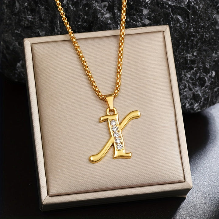 Crystal Accent Initial Necklace