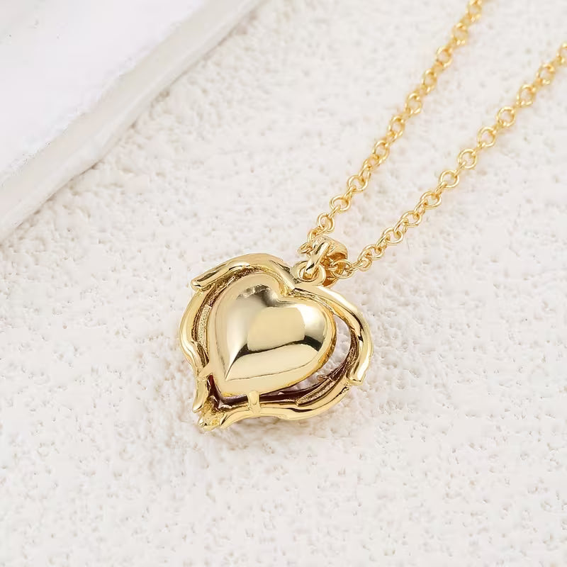 Angel Embrace Ruby Heart Necklace