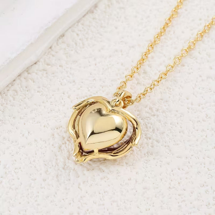 Angel Embrace Ruby Heart Necklace