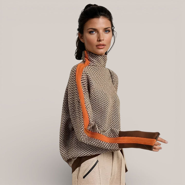 Camille | Contrast Stripe Roll Neck Jumper