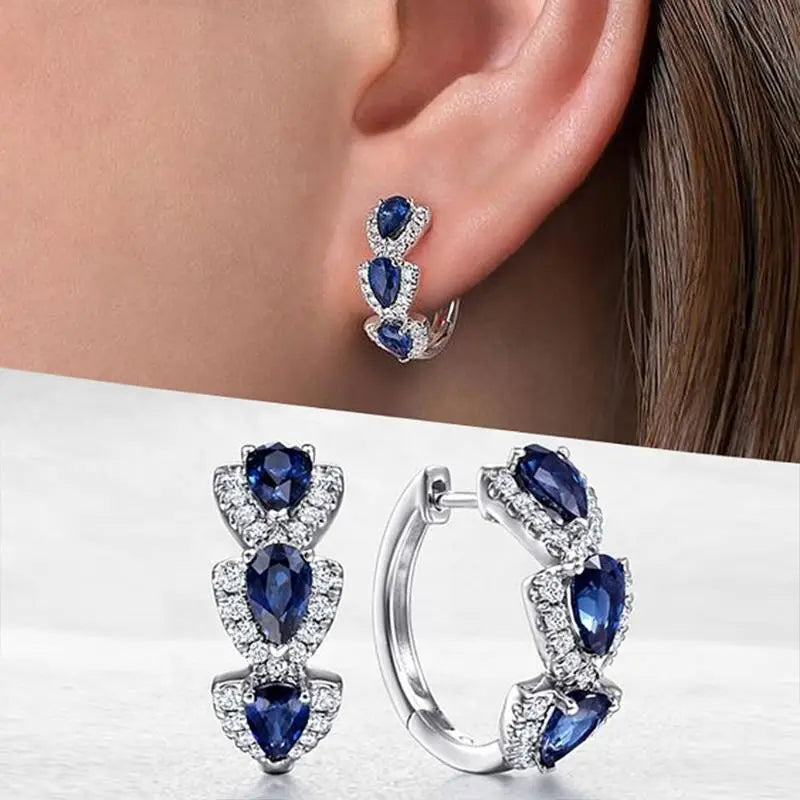 Royal Sapphire Crest Earrings (White Gold)