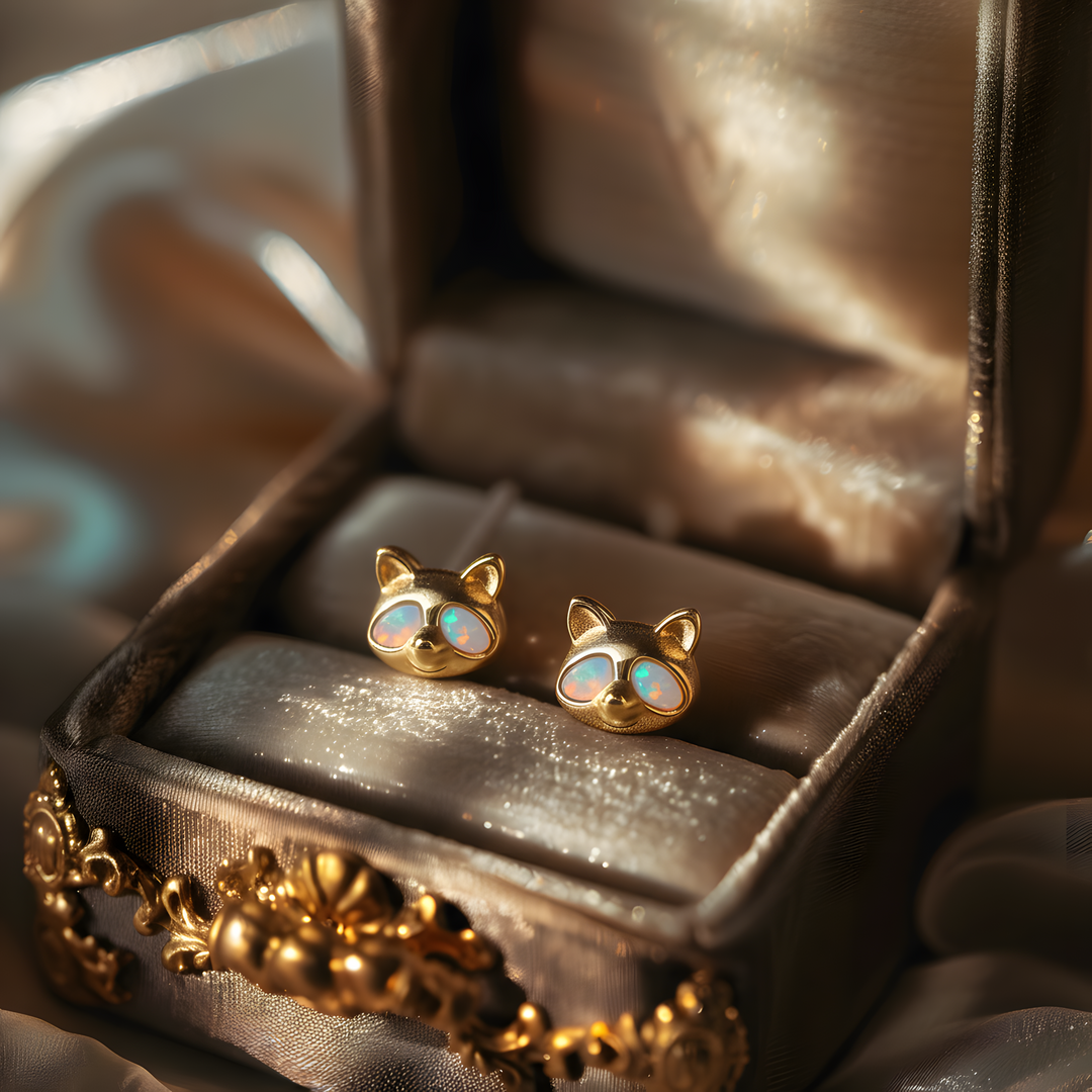 Raccoon Opal Stud Earrings