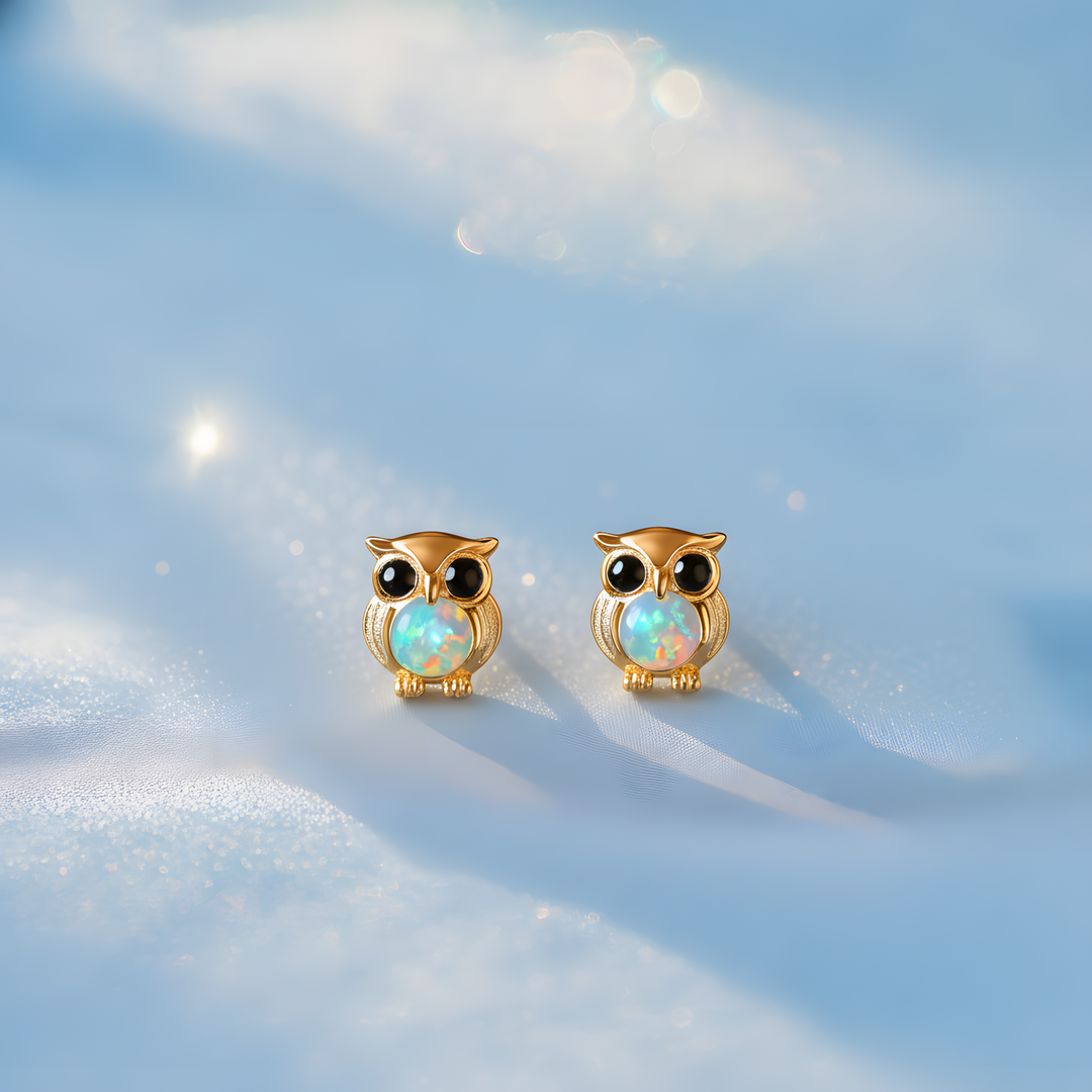 Owl Opal Stud Earrings