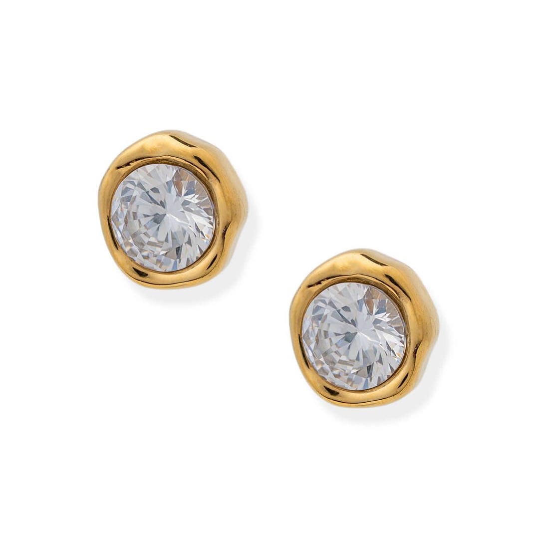 Timeless Gold Round Cubic Zirconia Earrings
