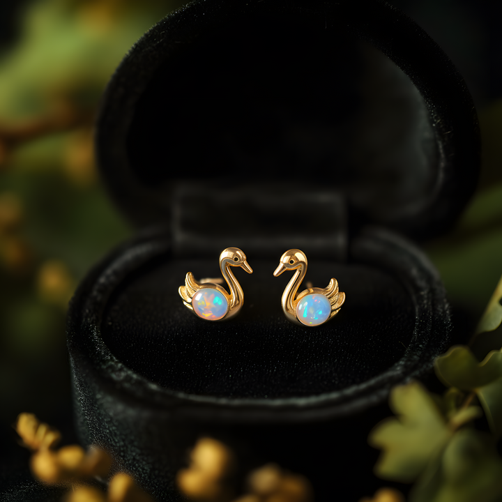 Swan Opal Stud Earrings