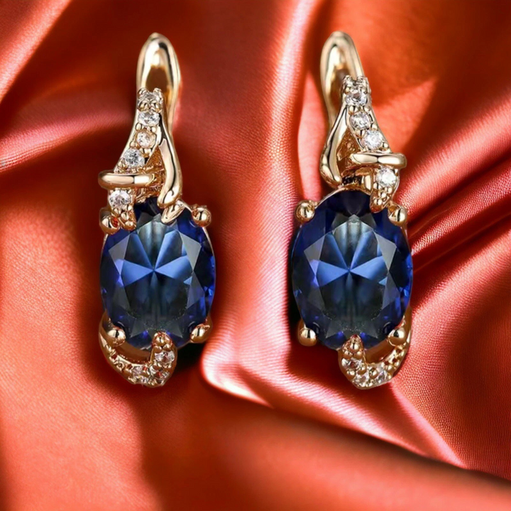 Royal Midnight Drop Earrings (Gold)