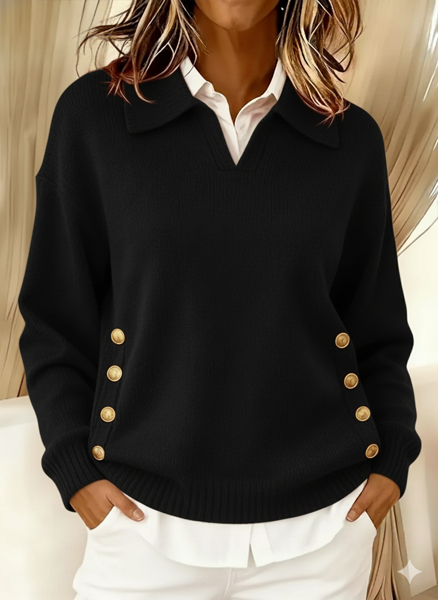 Thérèse | Buttoned Polo Collar Jumper
