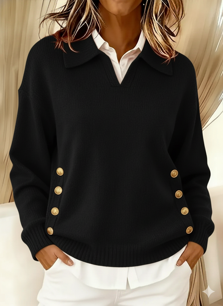 Thérèse | Buttoned Polo Collar Jumper