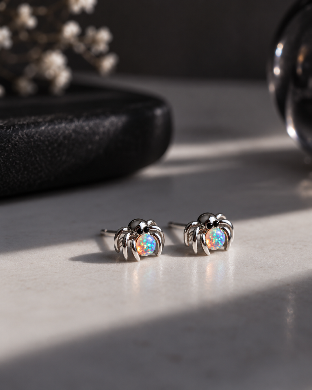 Spider Opal Stud Earrings