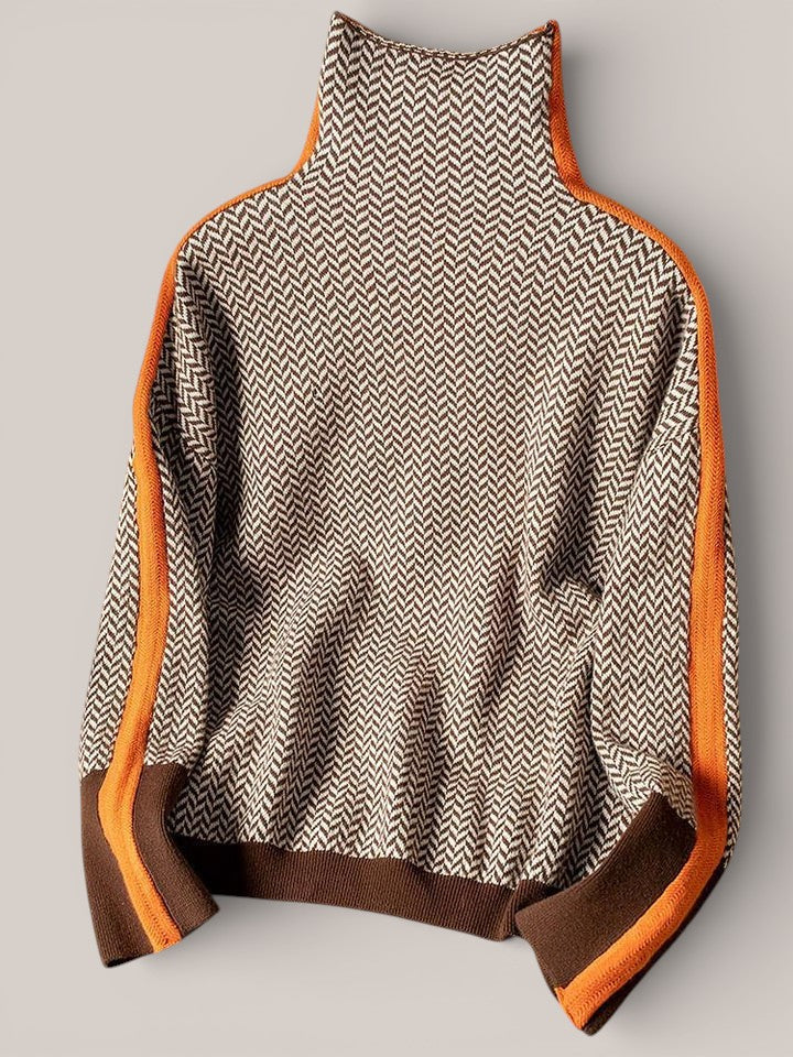 Camille | Contrast Stripe Roll Neck Jumper
