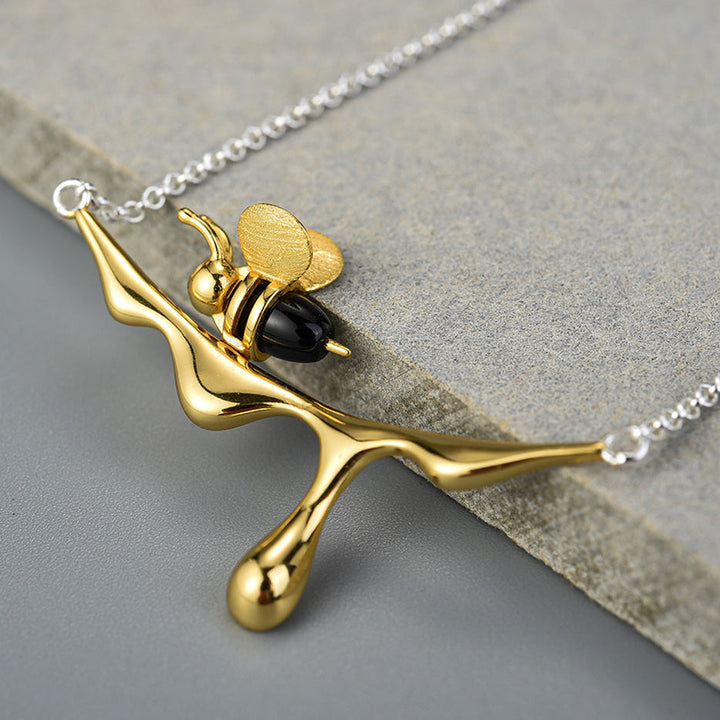 Dripping Honey & Bee Necklace