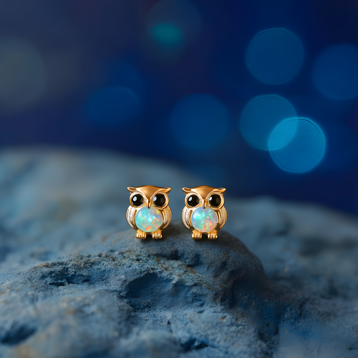 Owl Opal Stud Earrings