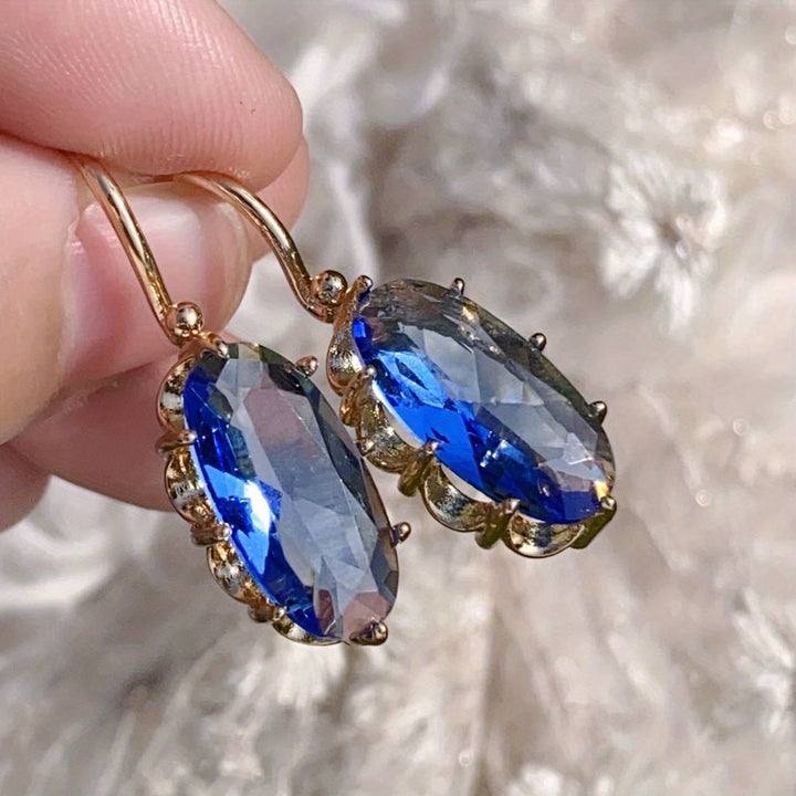 Golden Blue Bloom Earrings (Gold)