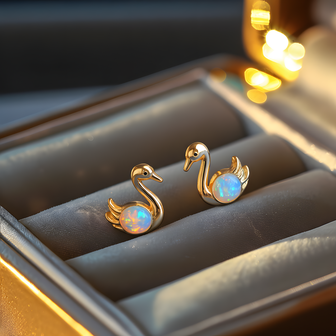 Swan Opal Stud Earrings