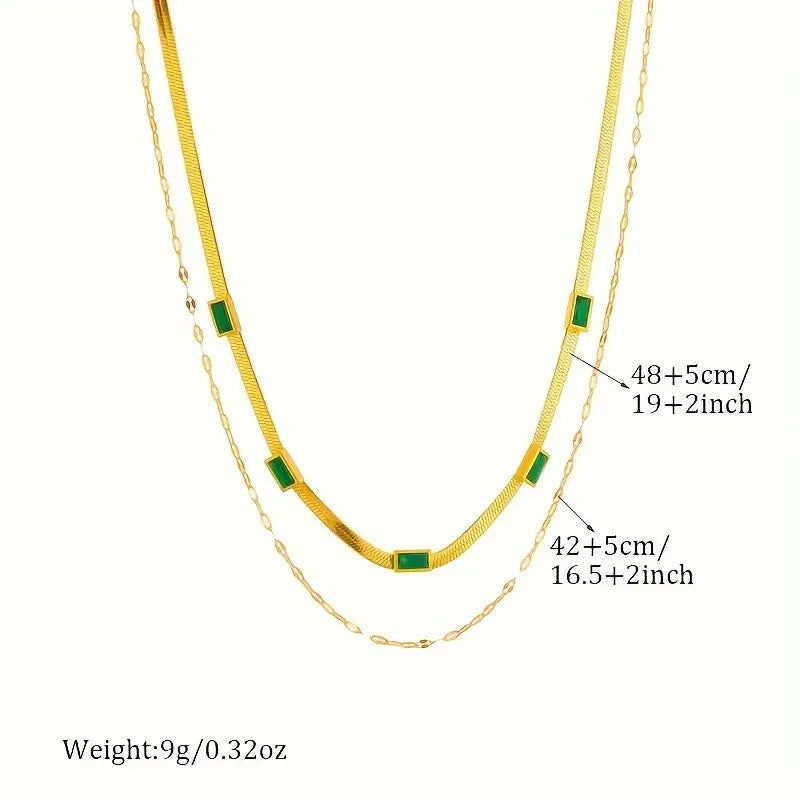 Sorella Gem Double-Layer Retro Necklace