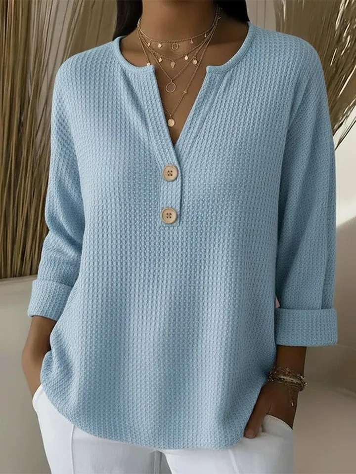 Joséphine | Waffle Knit Henley Top