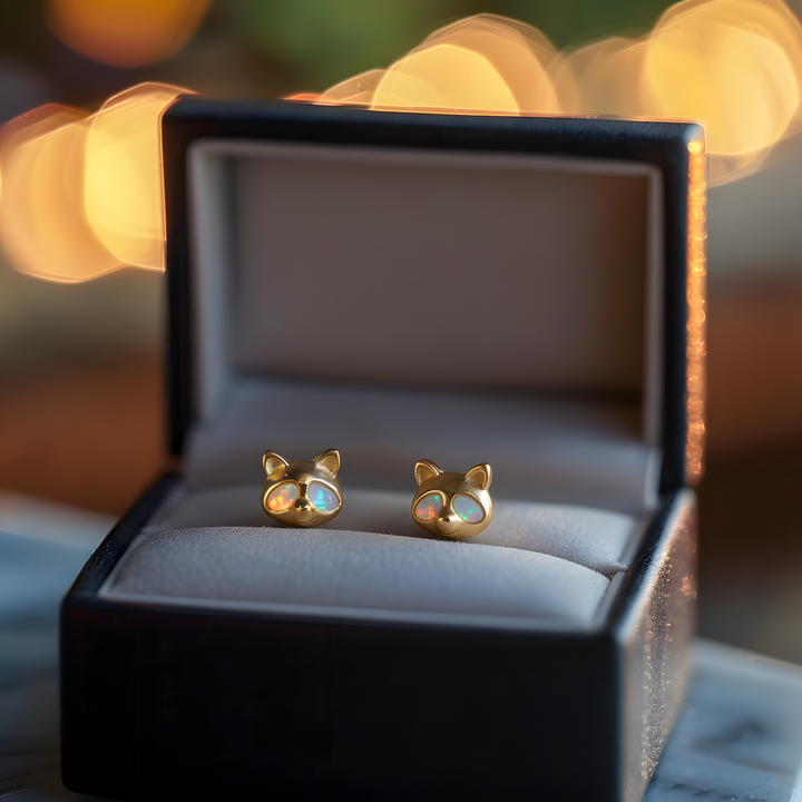 Raccoon Opal Stud Earrings