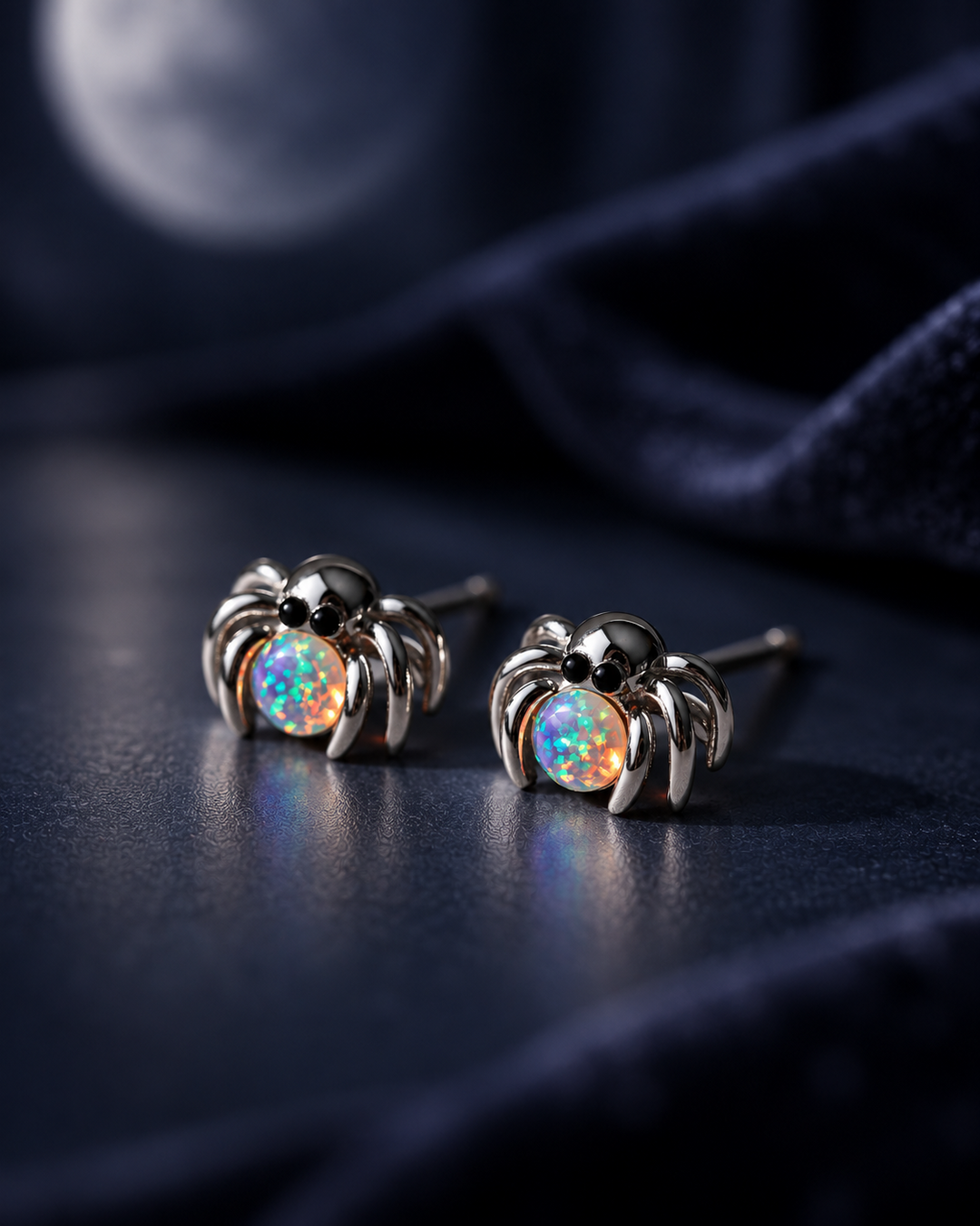 Spider Opal Stud Earrings