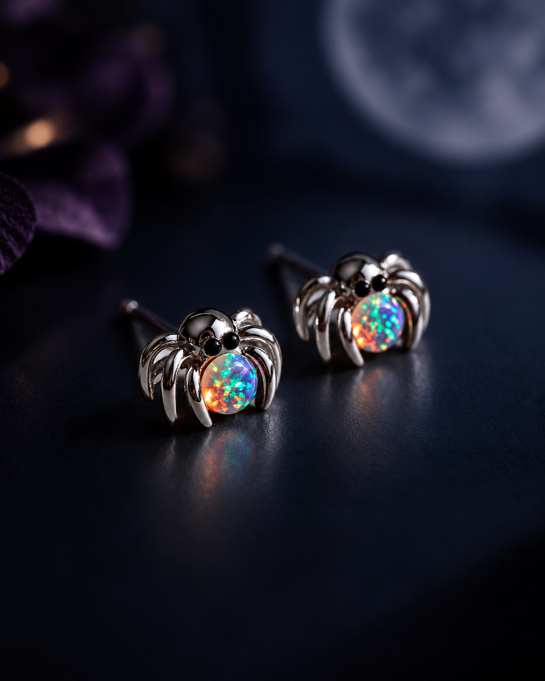 Spider Opal Stud Earrings