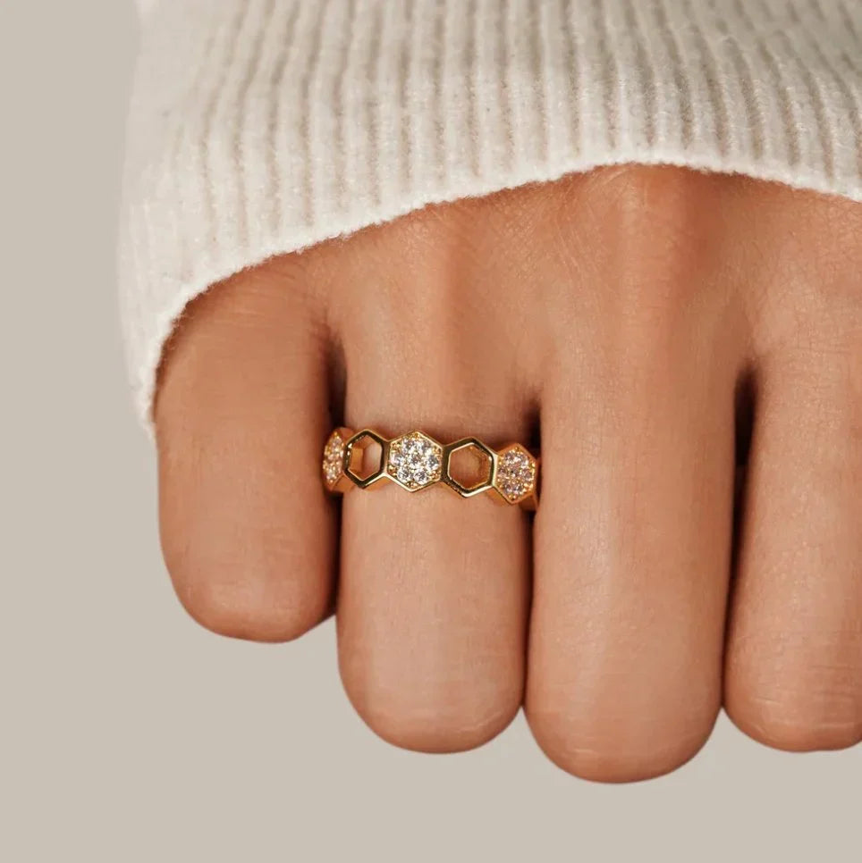 Crystal Honeycomb Ring