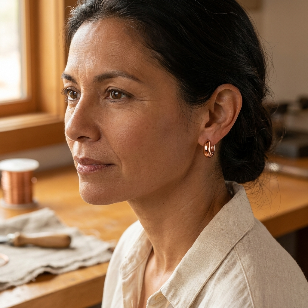 Rose's Linnet Copper Hoop Earrings