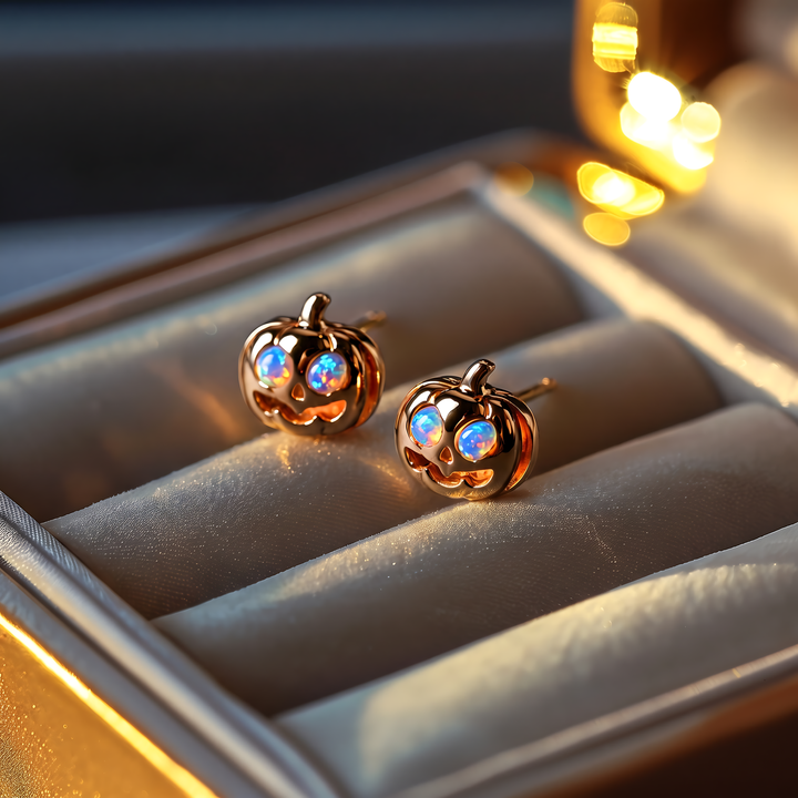 Jack-o’-Lantern Opal Stud Earrings