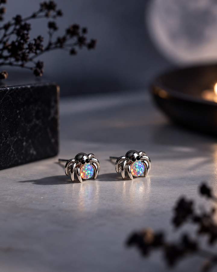 Spider Opal Stud Earrings